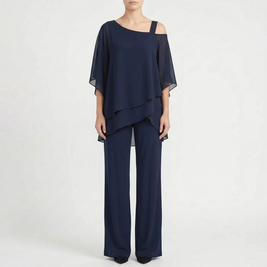 Drapeva  - Asymmetrical Draped Two-Piece Co-Ord Set Attending Evening Events