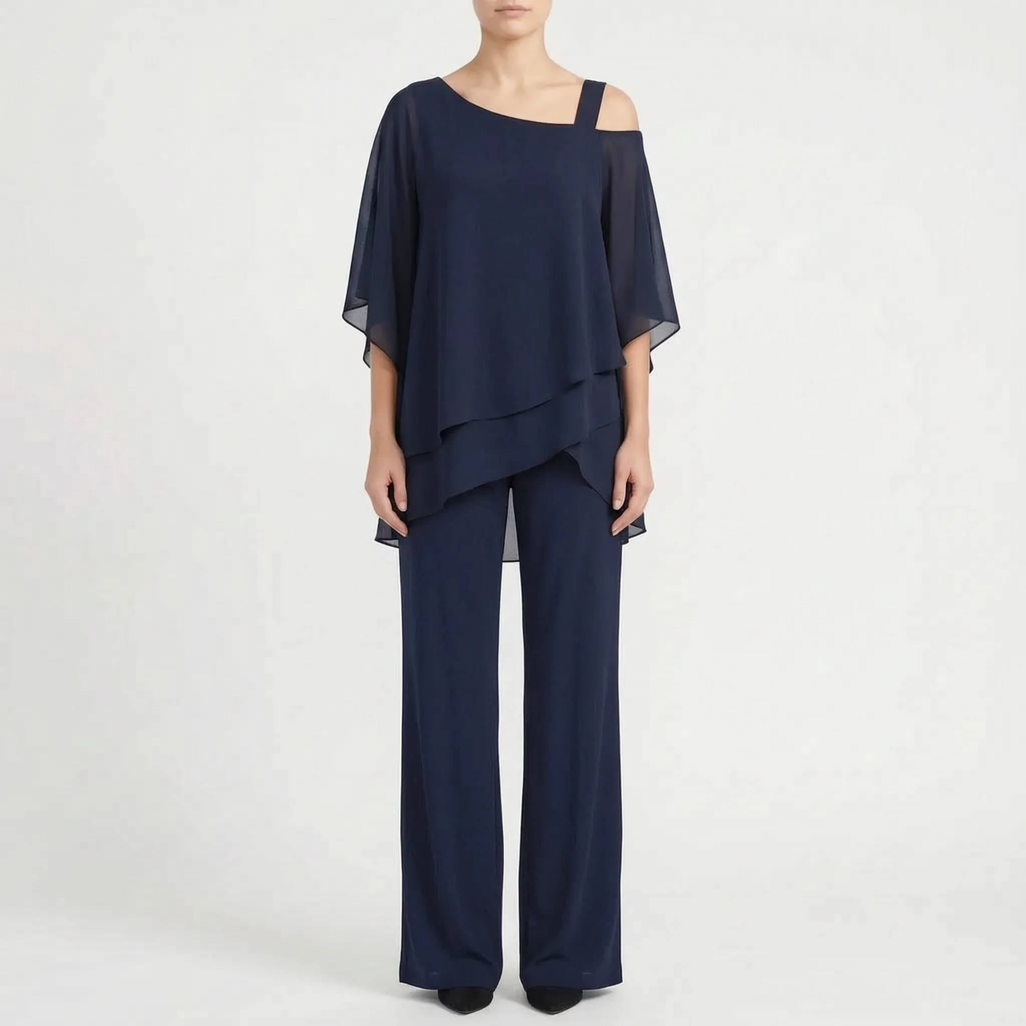 Drapeva  - Asymmetrical Draped Two-Piece Co-Ord Set Attending Evening Events