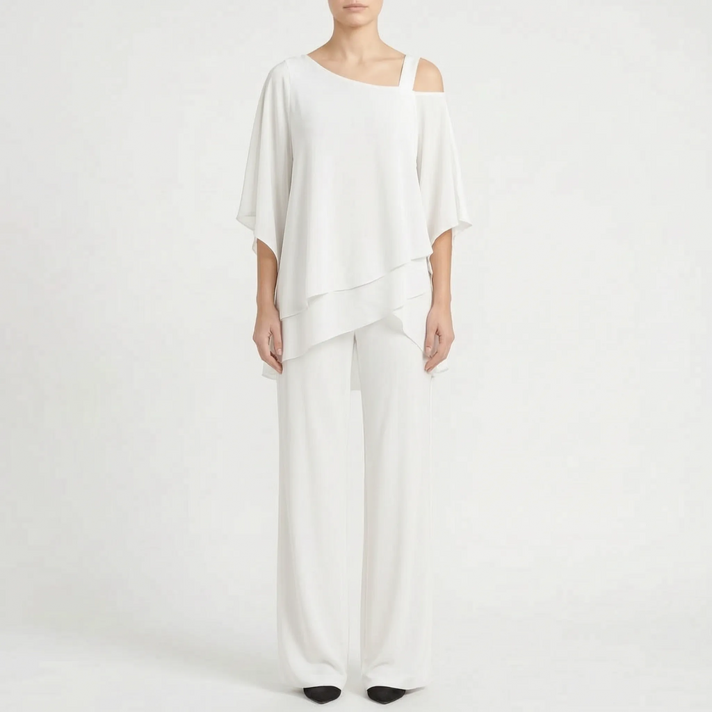 Drapeva  - Asymmetrical Draped Two-Piece Co-Ord Set Attending Evening Events
