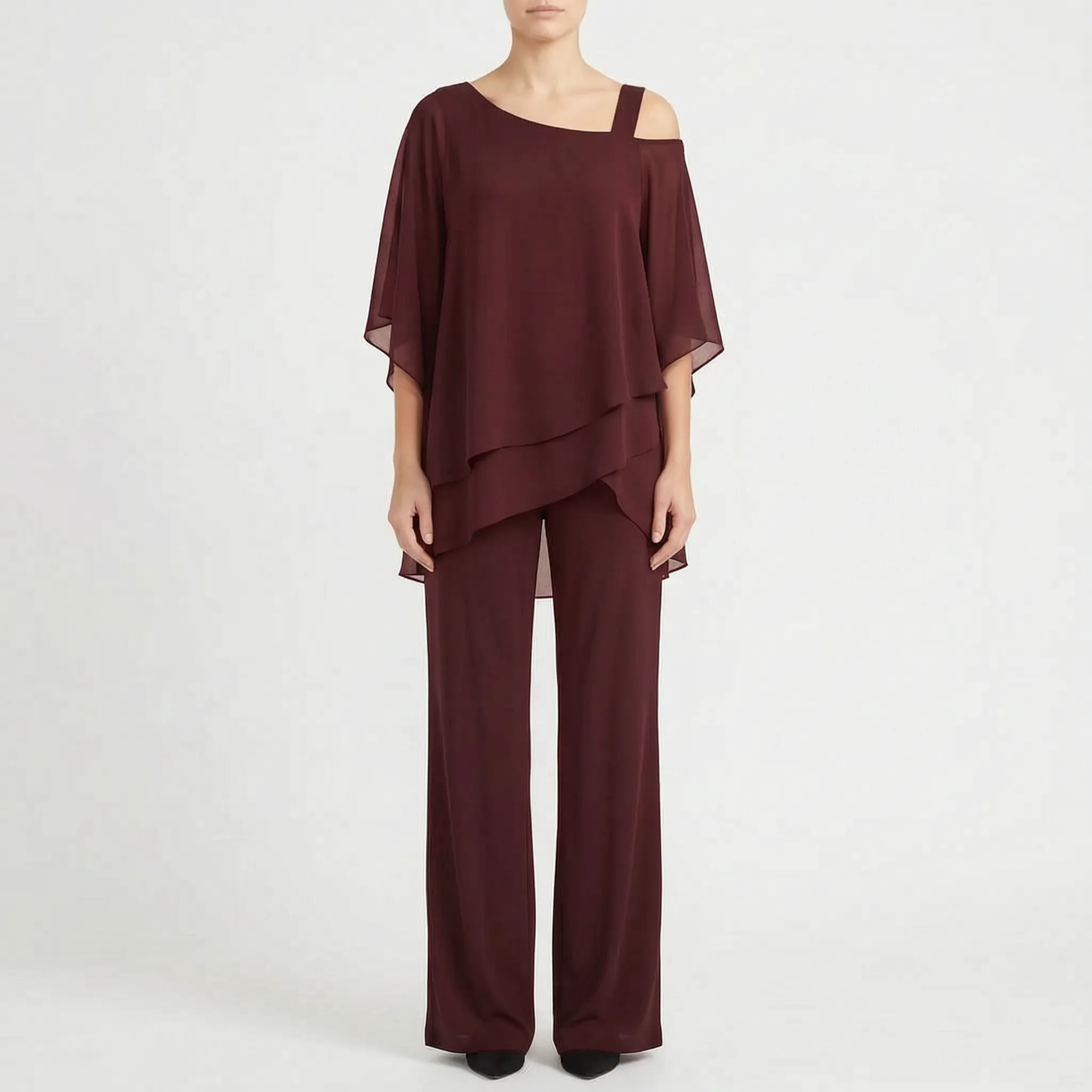 Drapeva  - Asymmetrical Draped Two-Piece Co-Ord Set Attending Evening Events