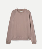 Taupe men's raglan sweatshirt with crew neck and ribbed trims
