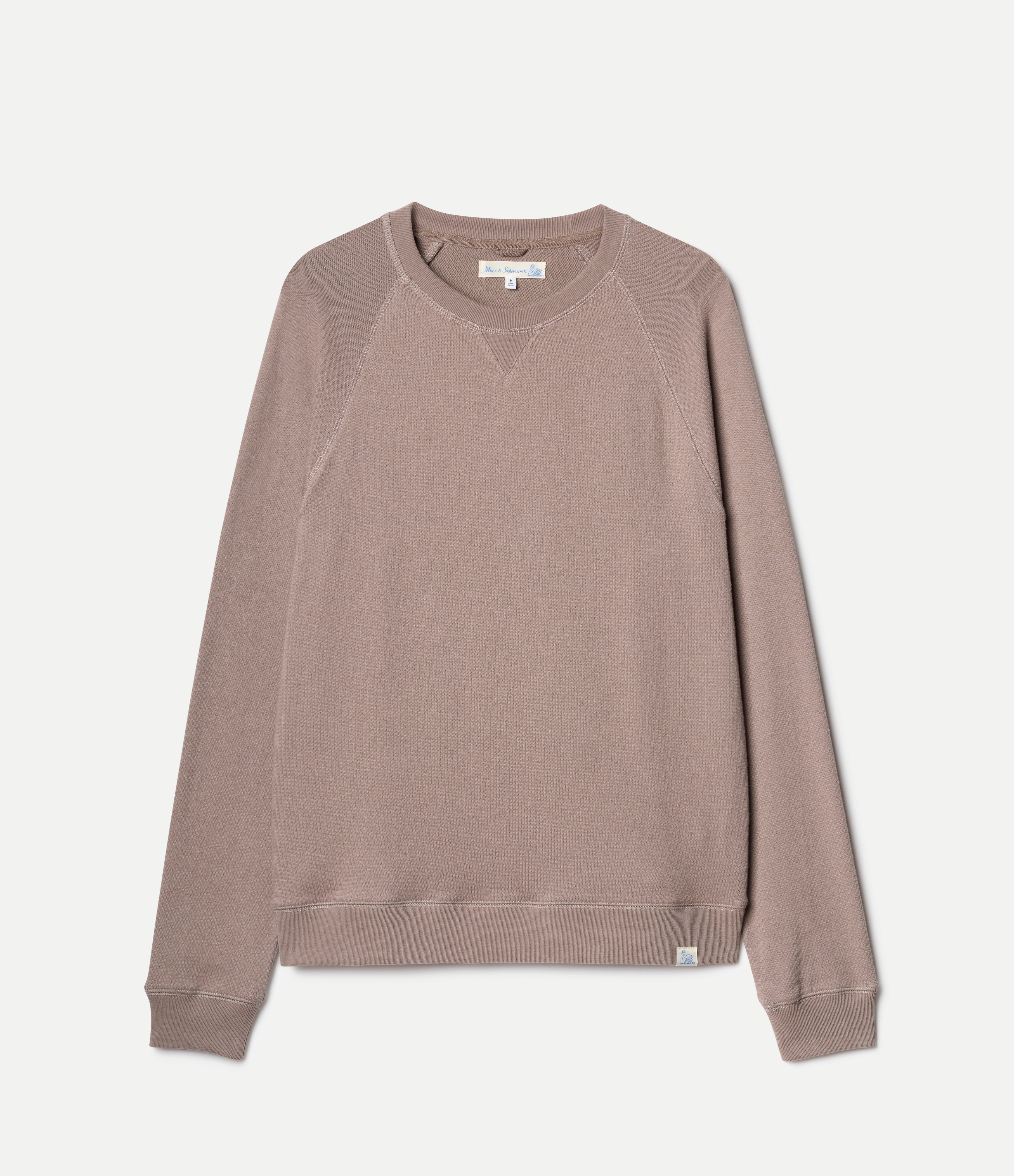 Taupe men's raglan sweatshirt with crew neck and ribbed trims