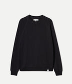 Men's black raglan crew neck sweatshirt with ribbed hem