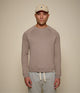 Taupe men's raglan sweatshirt with crew neck and ribbed trims