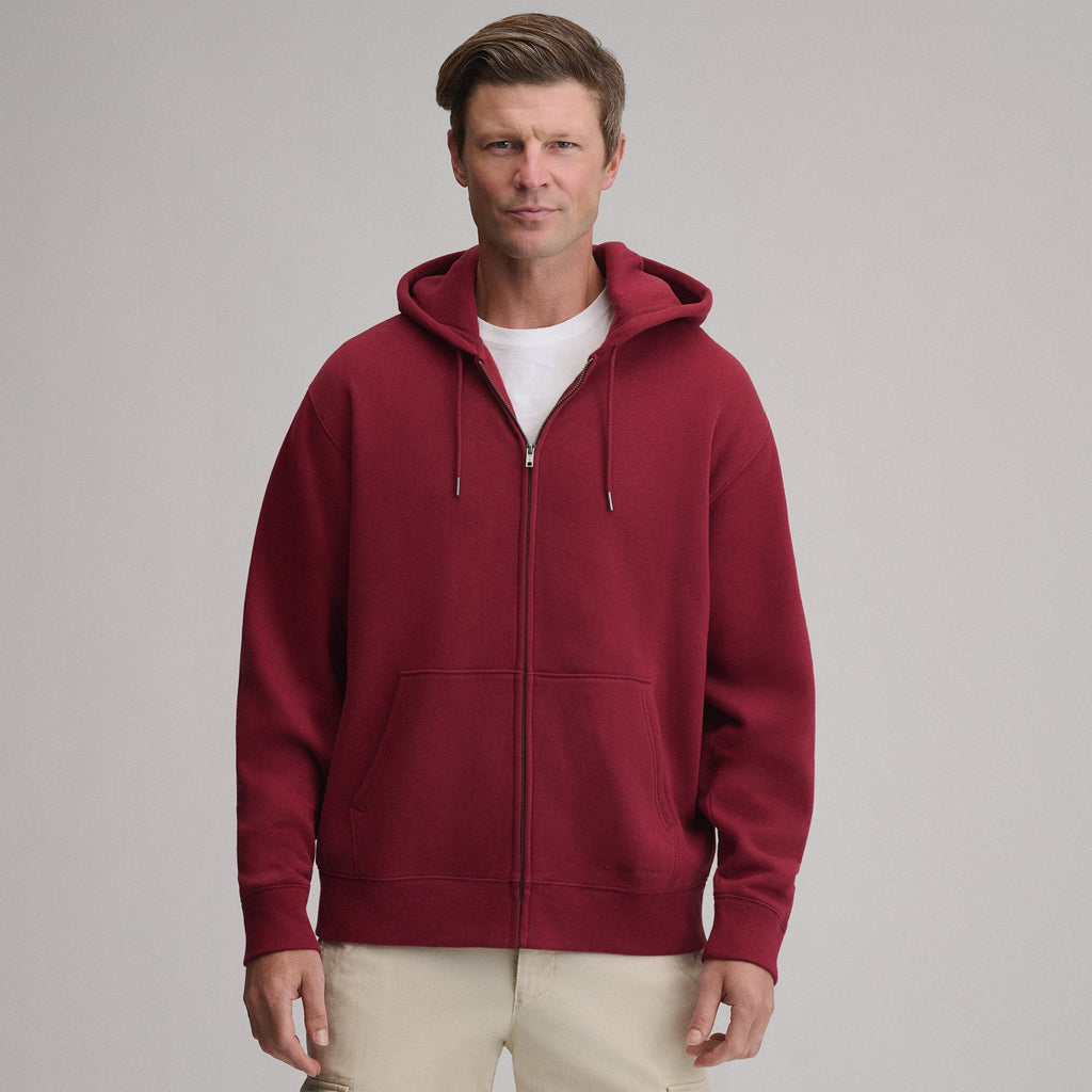 Men's full-zip hooded sweatshirt with long sleeves and front pockets
