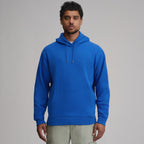 Men's plain pullover hoodie with drawstring hood and front kangaroo pocket