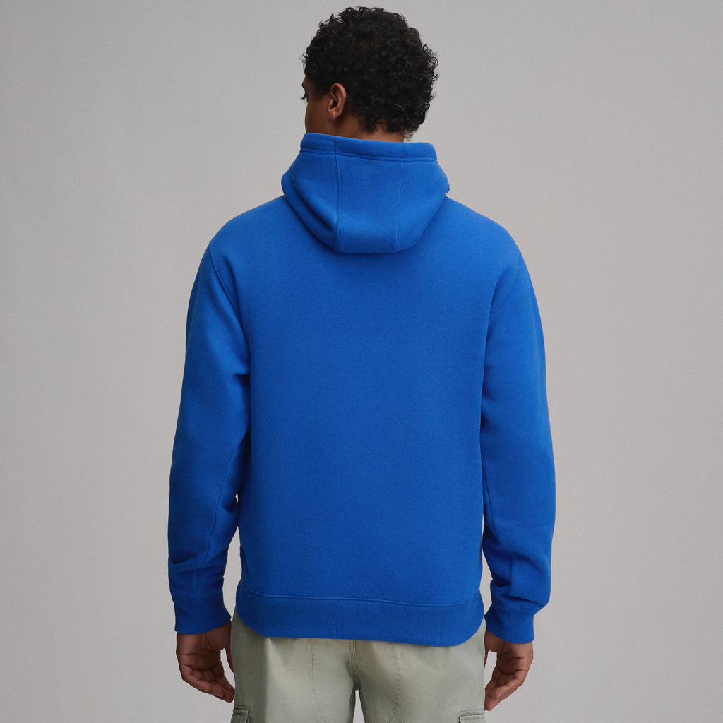 Men's plain pullover hoodie with drawstring hood and front kangaroo pocket