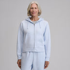 Women's full-zip hoodie with drawstring hood and front pouch pockets