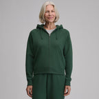 Women's full-zip hoodie with drawstring hood and front pouch pockets