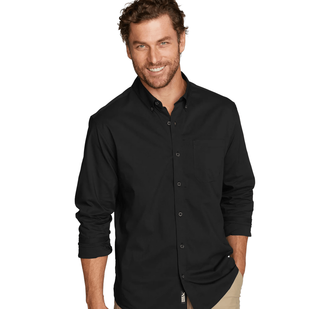 Men's checked long-sleeve shirt with button-down collar and chest pocket
