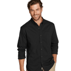 Men's checked long-sleeve shirt with button-down collar and chest pocket