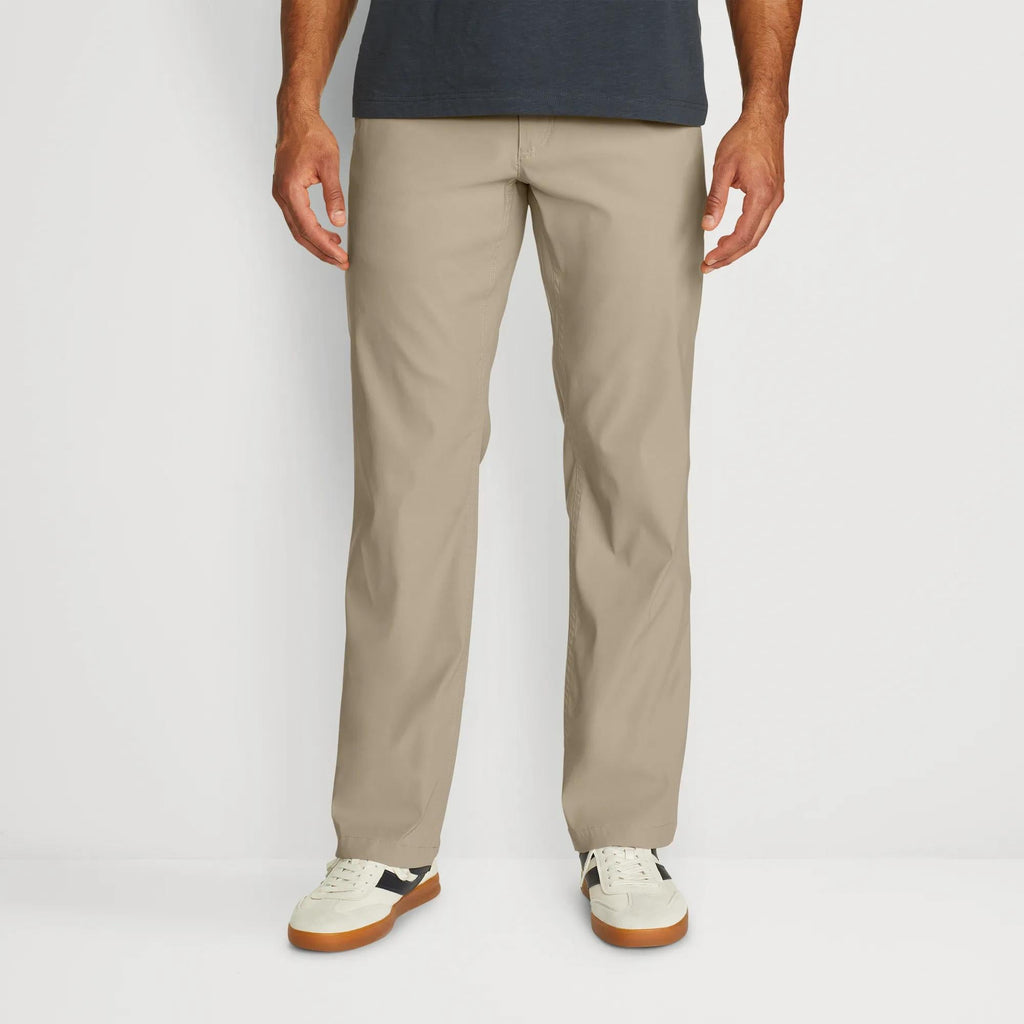 Men's straight leg chino trousers shown in multiple colours