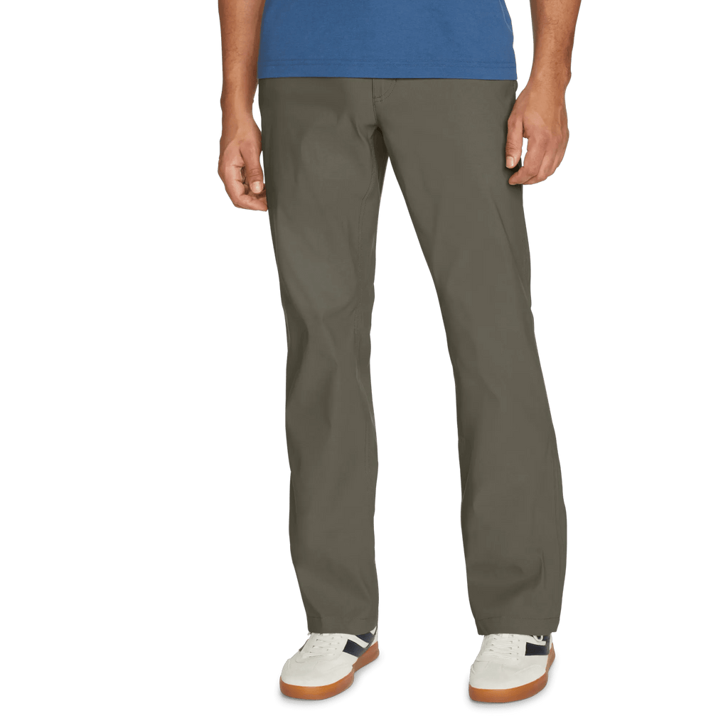 Men's straight leg chino trousers shown in multiple colours