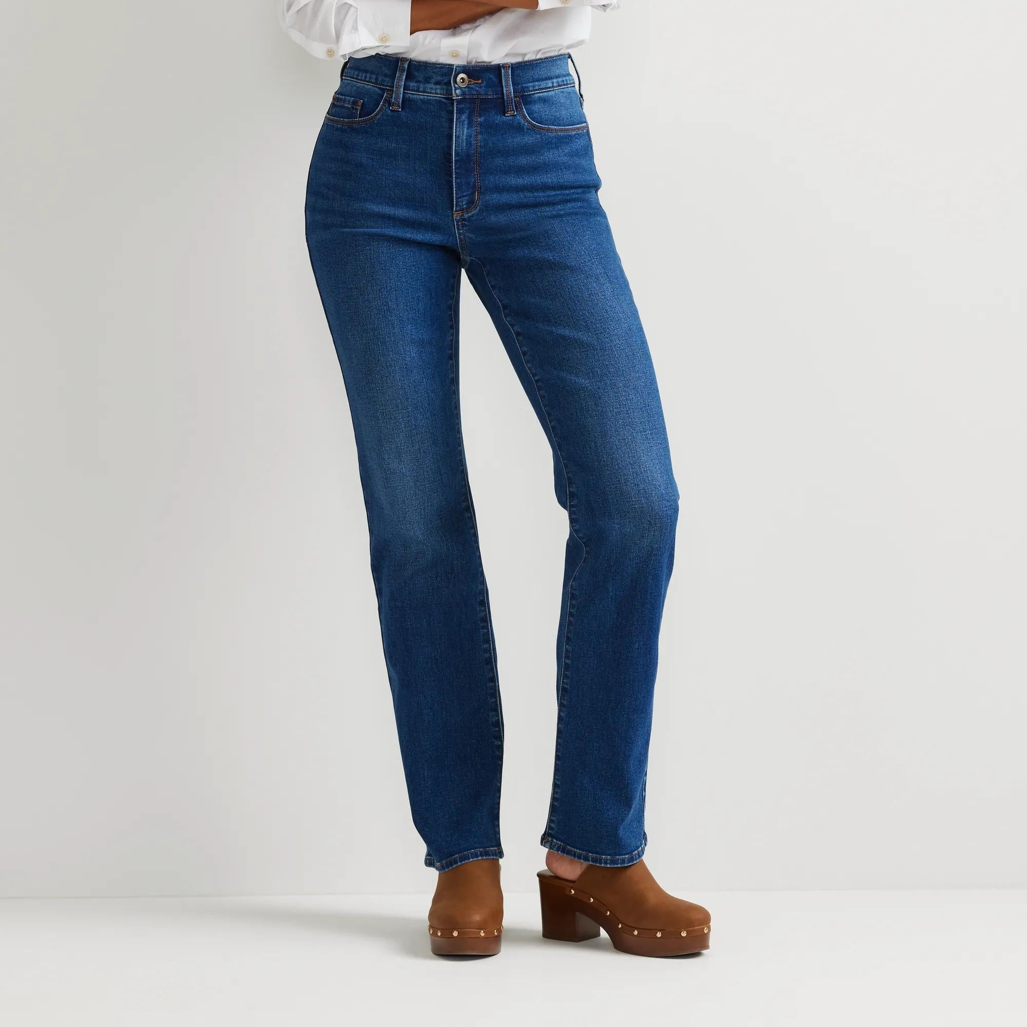 Women's high-rise bootcut jeans with five-pocket design