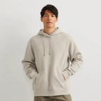 Men's plain pullover hoodie with drawstring hood and front kangaroo pocket