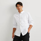 Men's checked long-sleeve shirt with button-down collar and chest pocket
