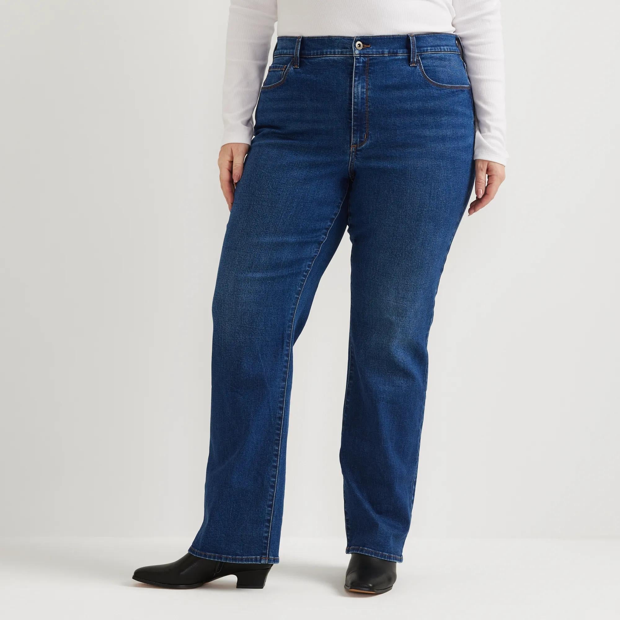 Women's high-rise bootcut jeans with five-pocket design