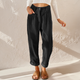Women's high-waisted wide-leg corduroy trousers with rolled cuffs