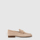 Women's warm grey slip-on loafer with almond toe and low heel