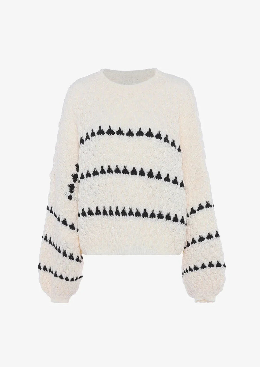 Women's black and white textured patterned knit sweater
