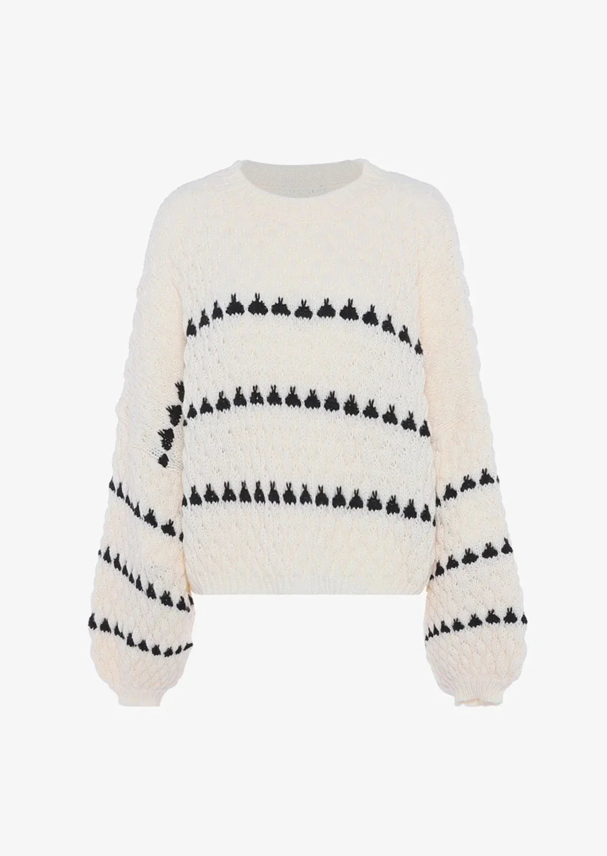 Women's black and white textured patterned knit sweater