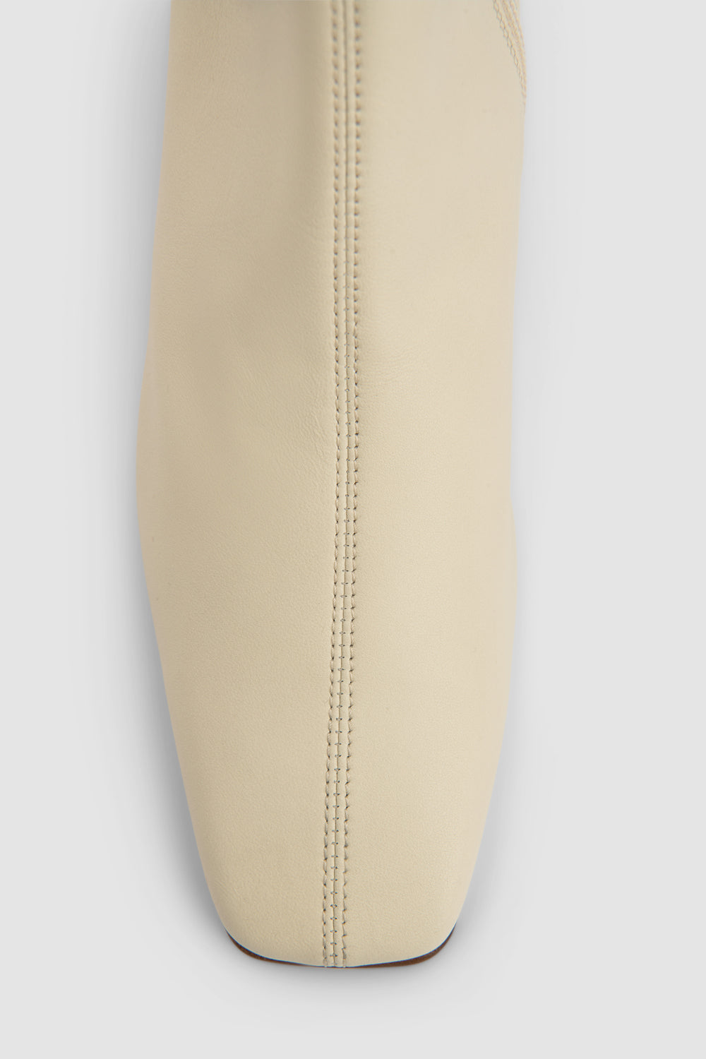 Women's off white knee-high boots with square toe and low block heel
