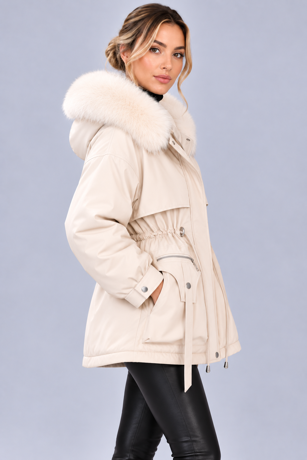 Women's Padded Winter Parka with Faux Fur Hood