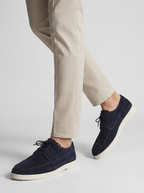 Men's lace-up moc toe loafers with low heels