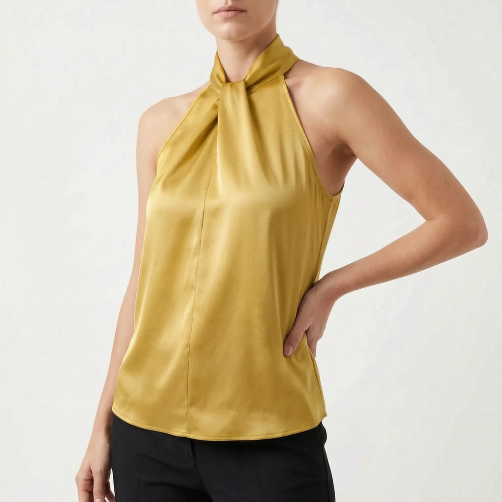 Elegra  - Smooth High-Neck Halter Top Evening Dinner Events