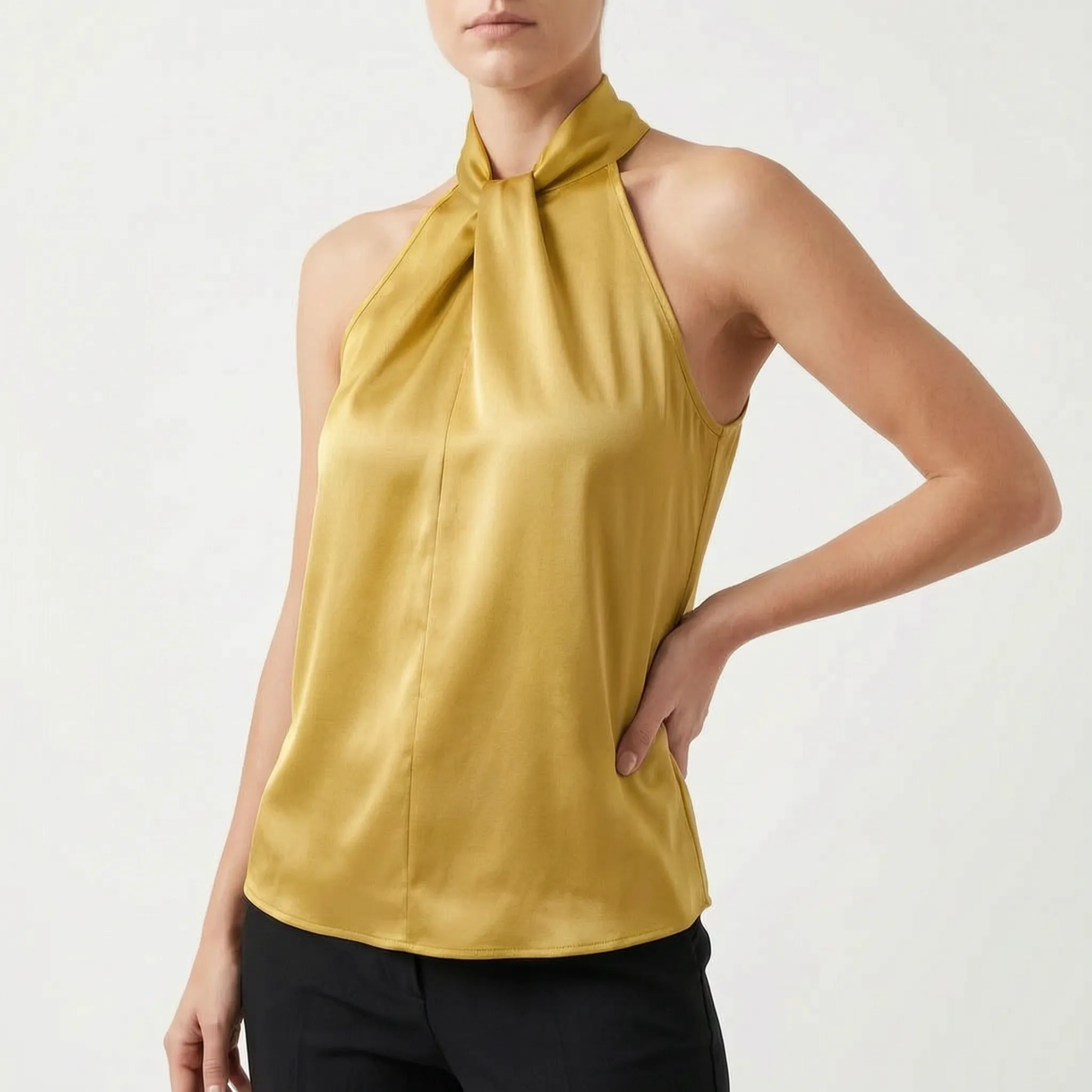 Elegra  - Smooth High-Neck Halter Top Evening Dinner Events
