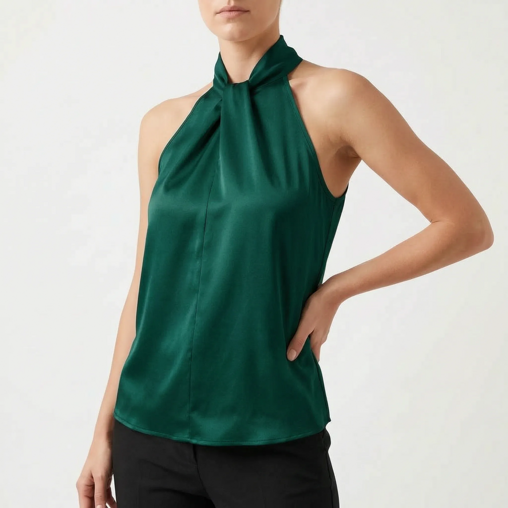 Elegra  - Smooth High-Neck Halter Top Evening Dinner Events