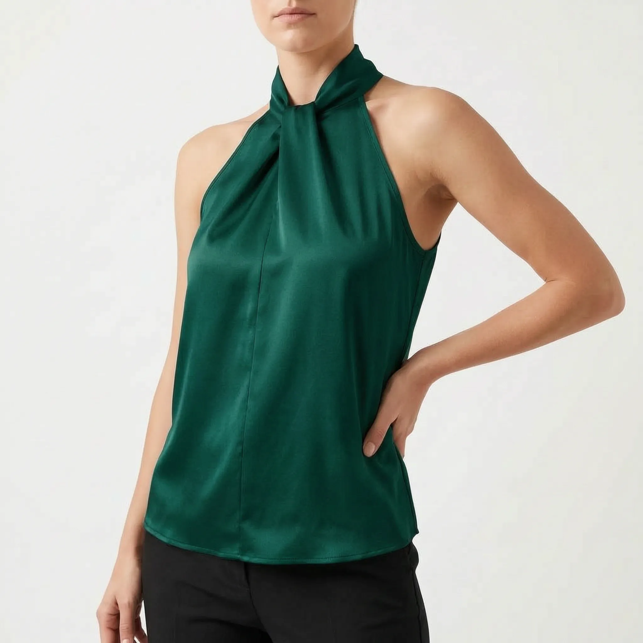 Elegra  - Smooth High-Neck Halter Top Evening Dinner Events