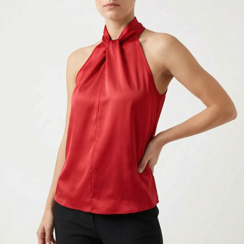 Elegra  - Smooth High-Neck Halter Top Evening Dinner Events