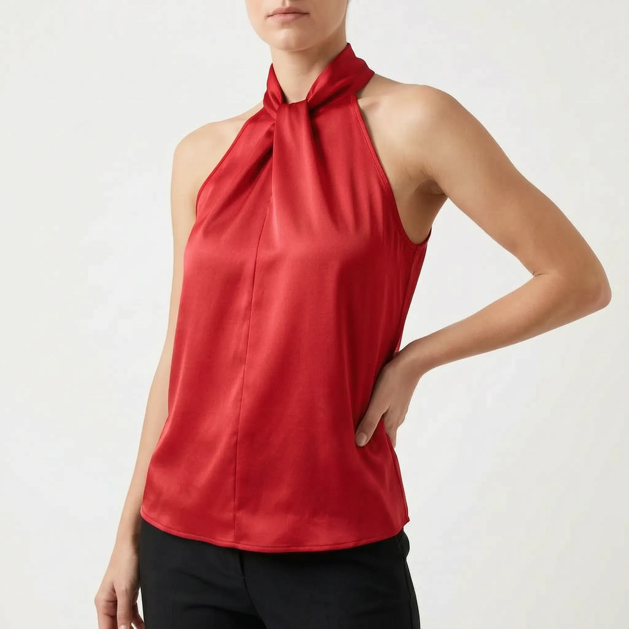 Elegra  - Smooth High-Neck Halter Top Evening Dinner Events
