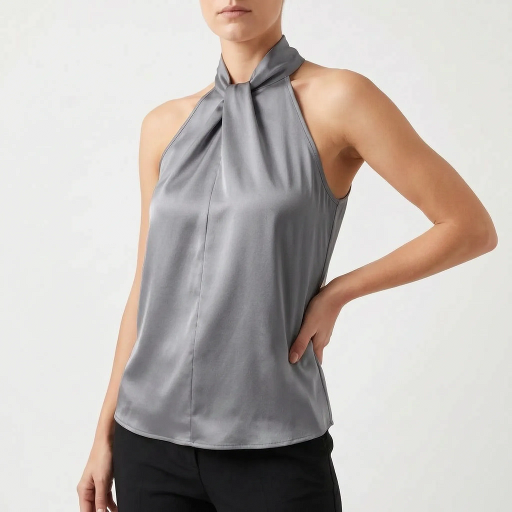 Elegra  - Smooth High-Neck Halter Top Evening Dinner Events