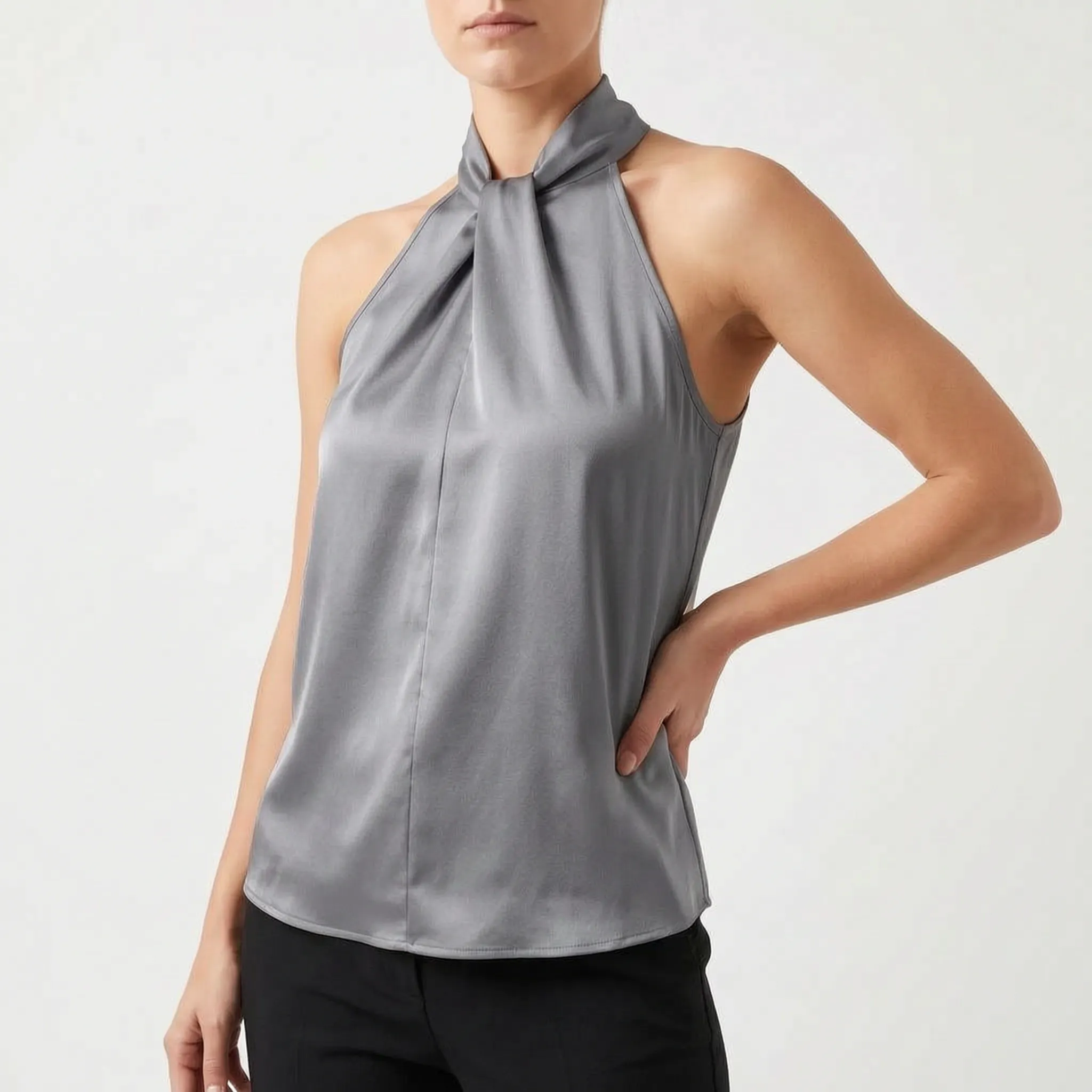 Elegra  - Smooth High-Neck Halter Top Evening Dinner Events