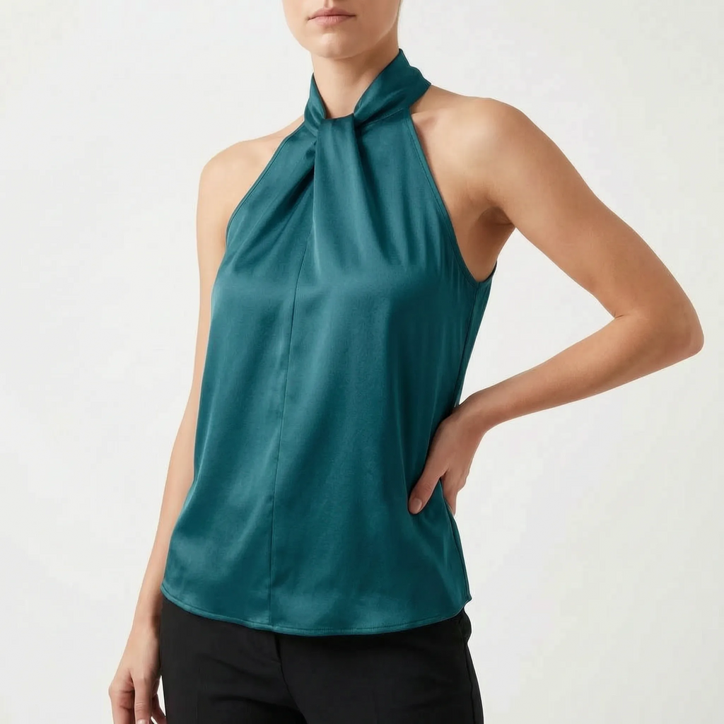 Elegra  - Smooth High-Neck Halter Top Evening Dinner Events