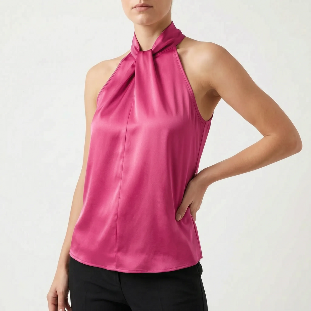 Elegra  - Smooth High-Neck Halter Top Evening Dinner Events