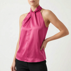 Elegra  - Smooth High-Neck Halter Top Evening Dinner Events