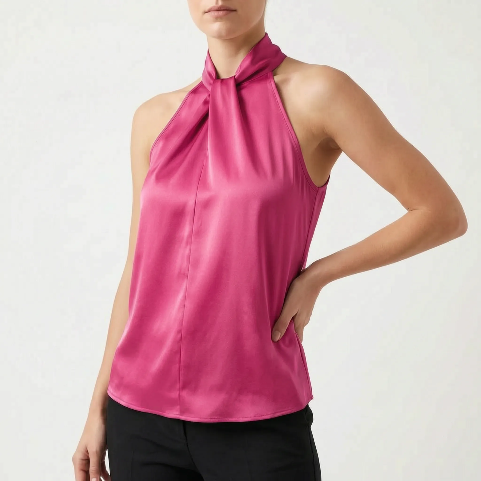 Elegra  - Smooth High-Neck Halter Top Evening Dinner Events