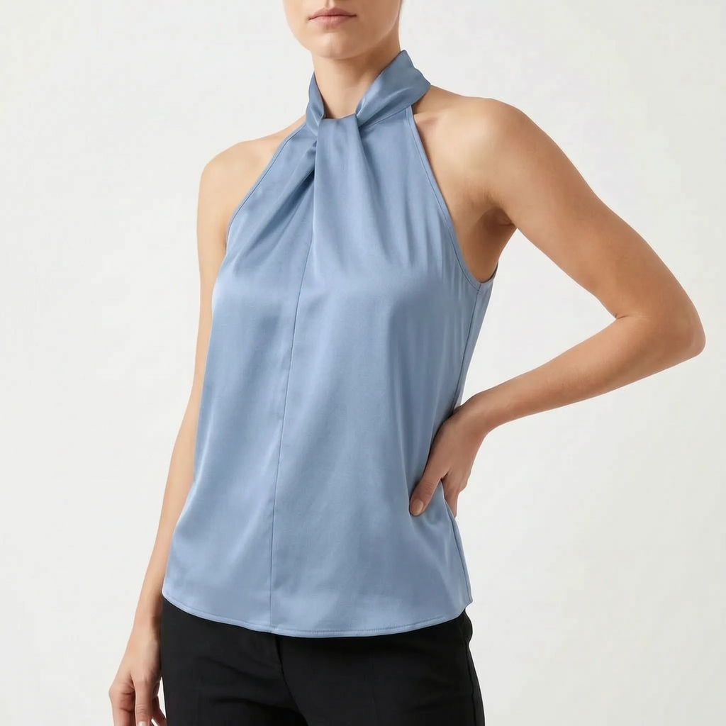 Elegra  - Smooth High-Neck Halter Top Evening Dinner Events