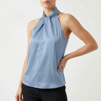 Elegra  - Smooth High-Neck Halter Top Evening Dinner Events