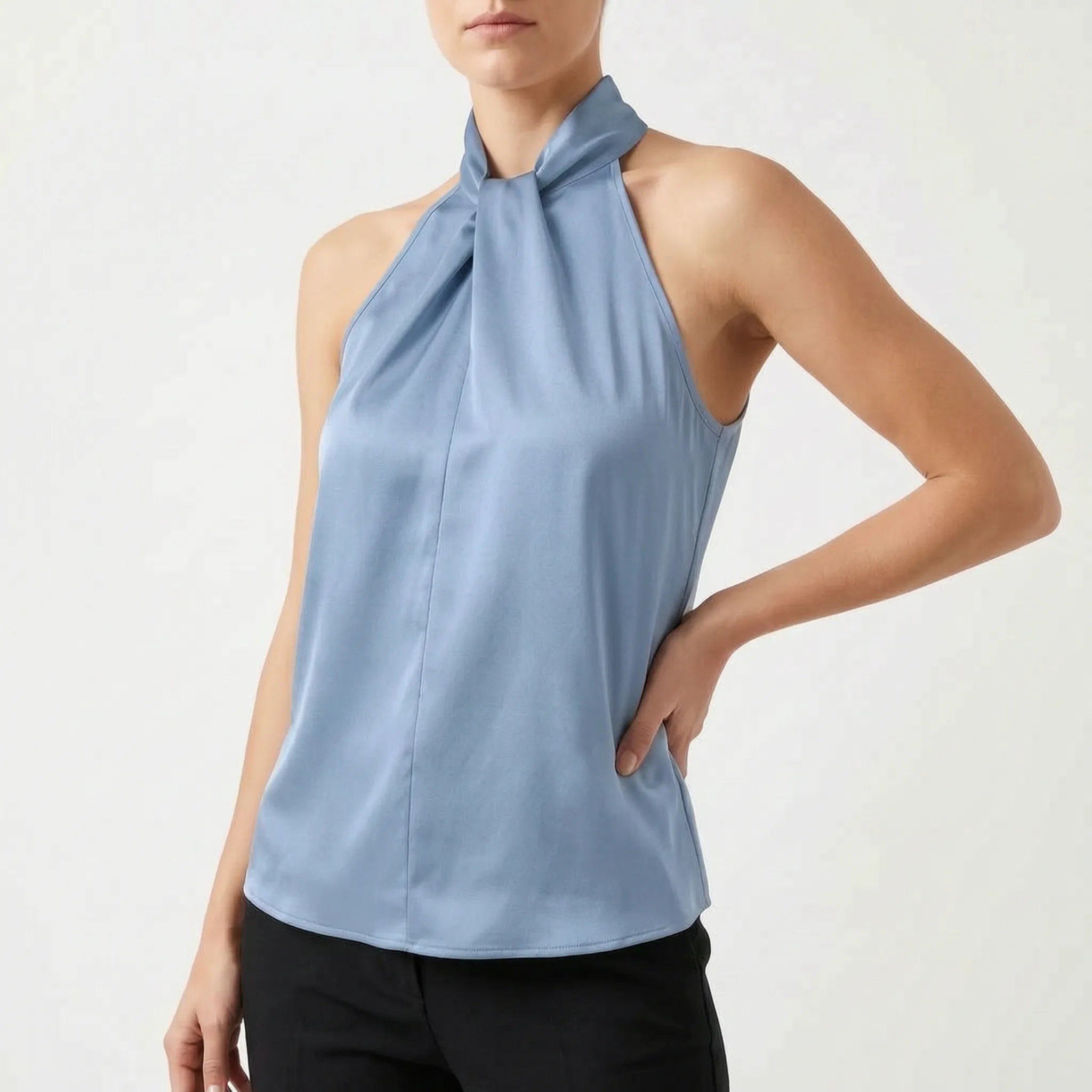 Elegra  - Smooth High-Neck Halter Top Evening Dinner Events