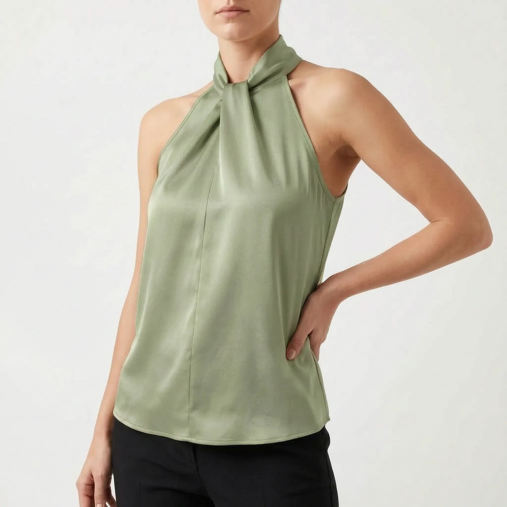 Elegra  - Smooth High-Neck Halter Top Evening Dinner Events