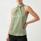 Elegra  - Smooth High-Neck Halter Top Evening Dinner Events