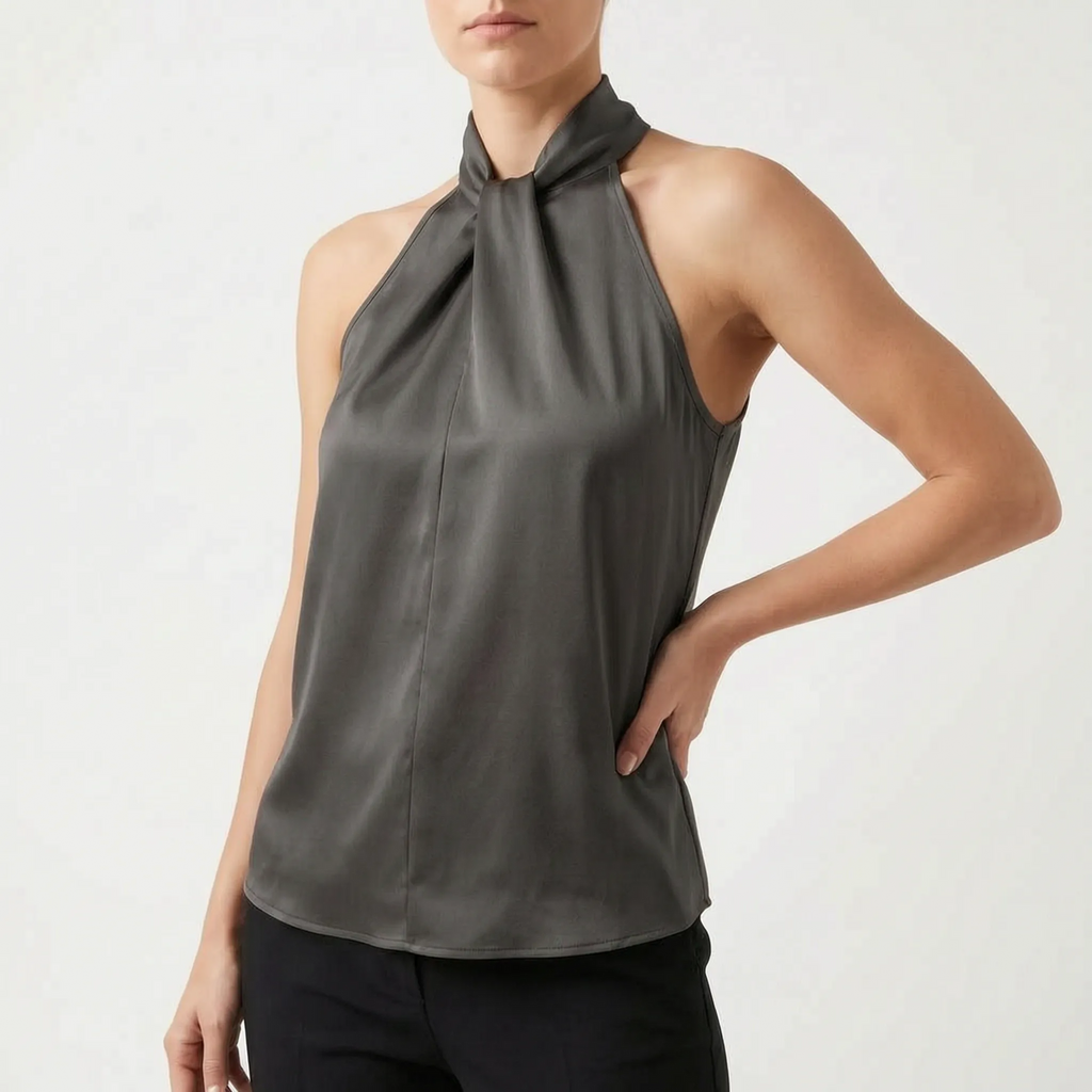 Elegra  - Smooth High-Neck Halter Top Evening Dinner Events