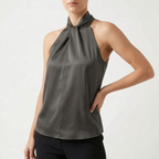 Elegra  - Smooth High-Neck Halter Top Evening Dinner Events