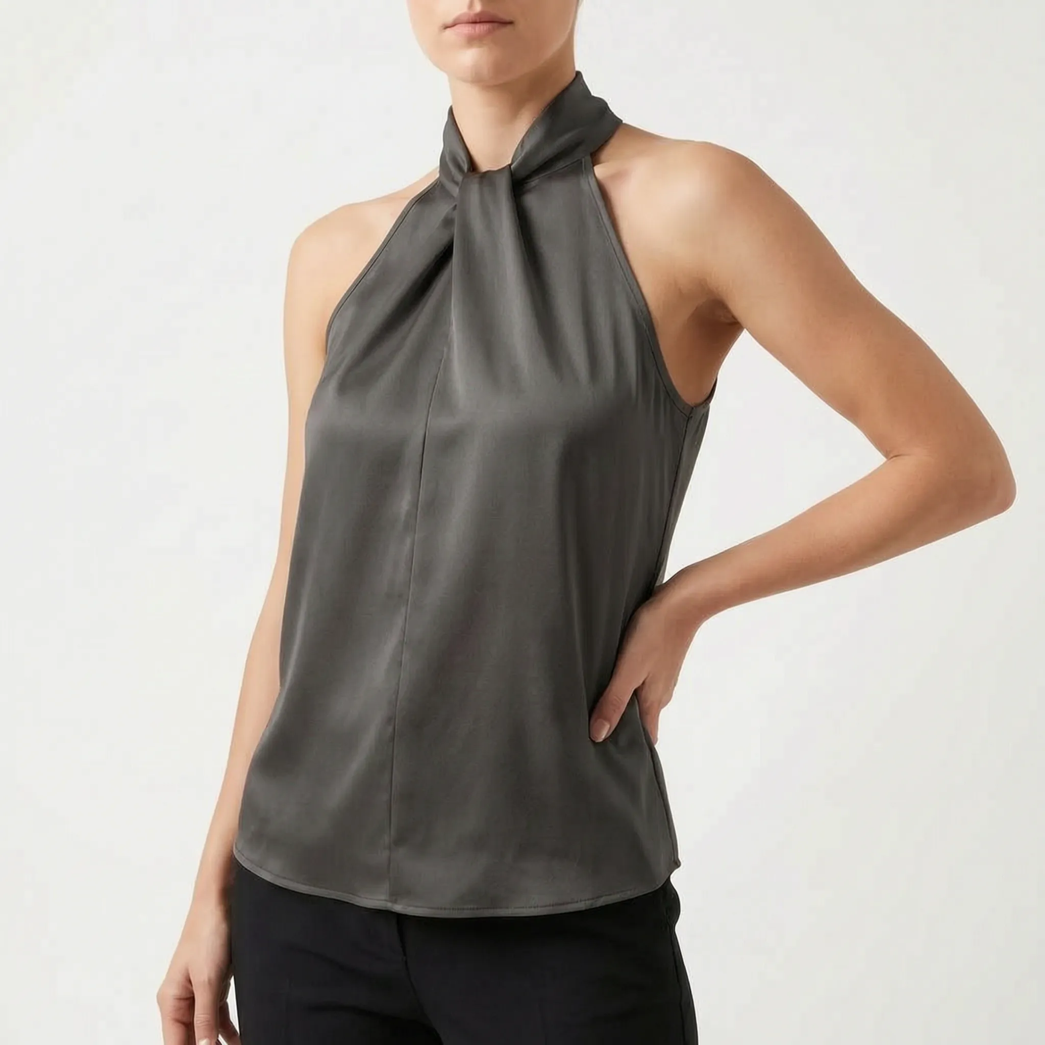 Elegra  - Smooth High-Neck Halter Top Evening Dinner Events