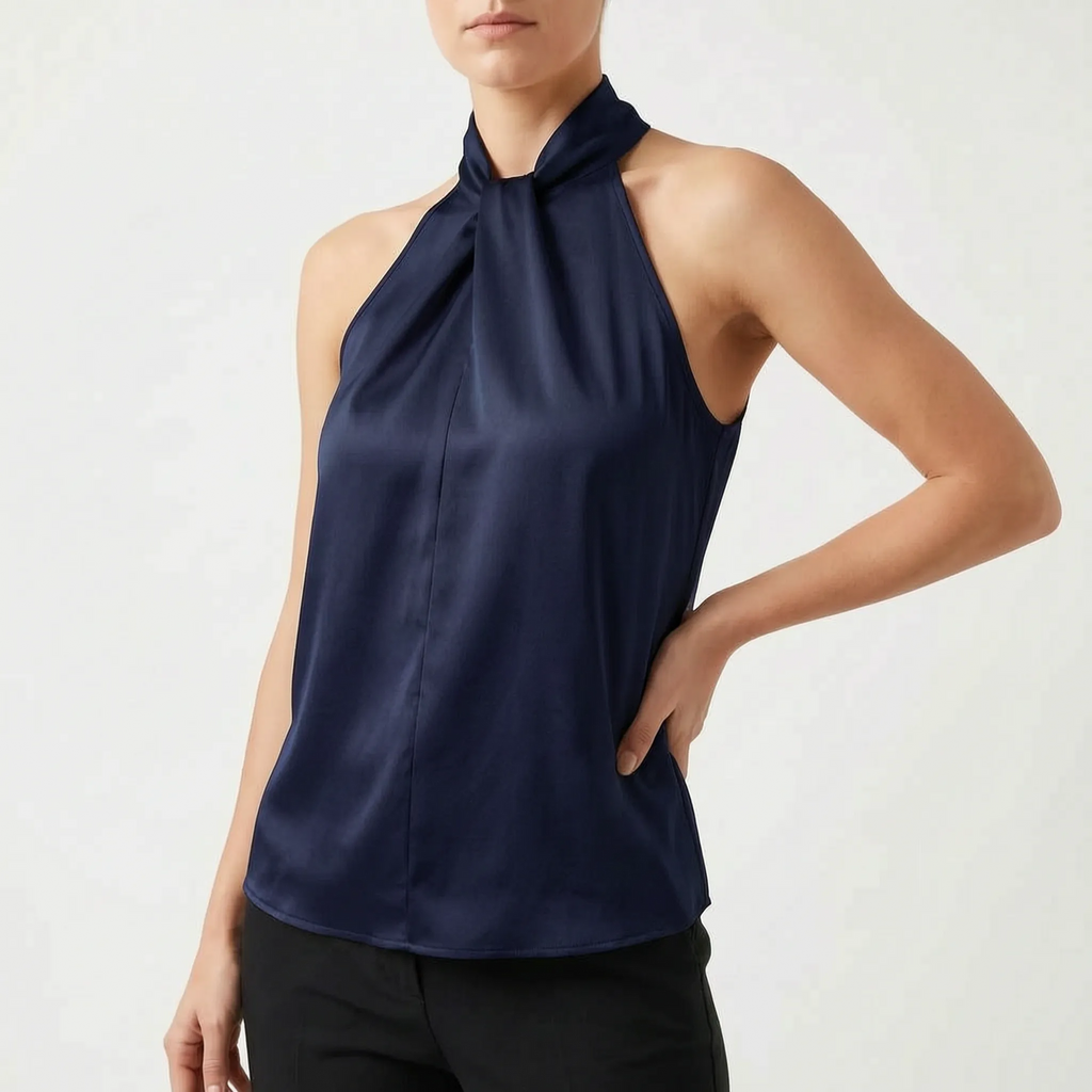 Elegra  - Smooth High-Neck Halter Top Evening Dinner Events