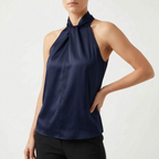 Elegra  - Smooth High-Neck Halter Top Evening Dinner Events